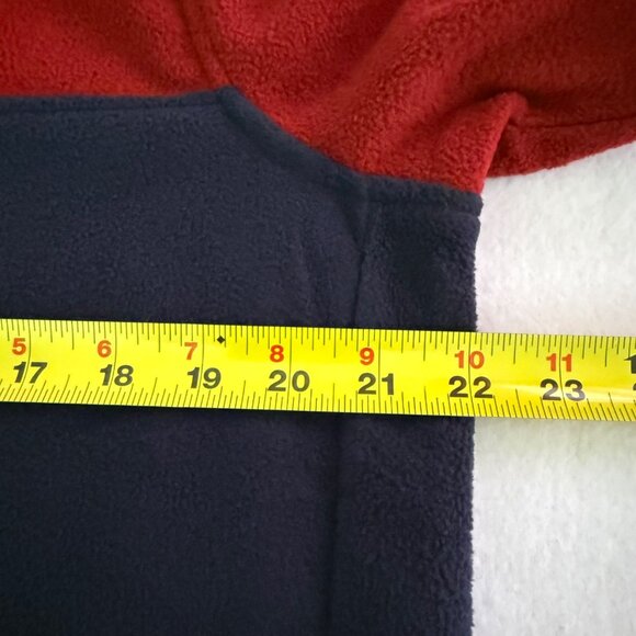 NWOT Lands End Men's Fleece Pullover Henley Mock Neck Snap Red/Blue Jacket Sz M - Picture 9 of 10